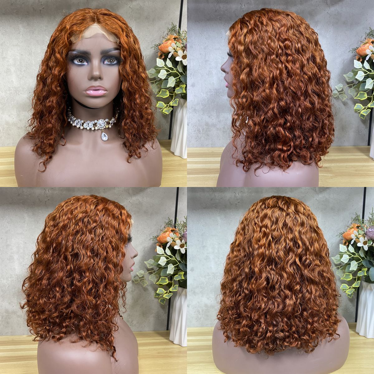 Emma 13x4 Frontal Jerry Curly Brown Color Human Hair Wig
