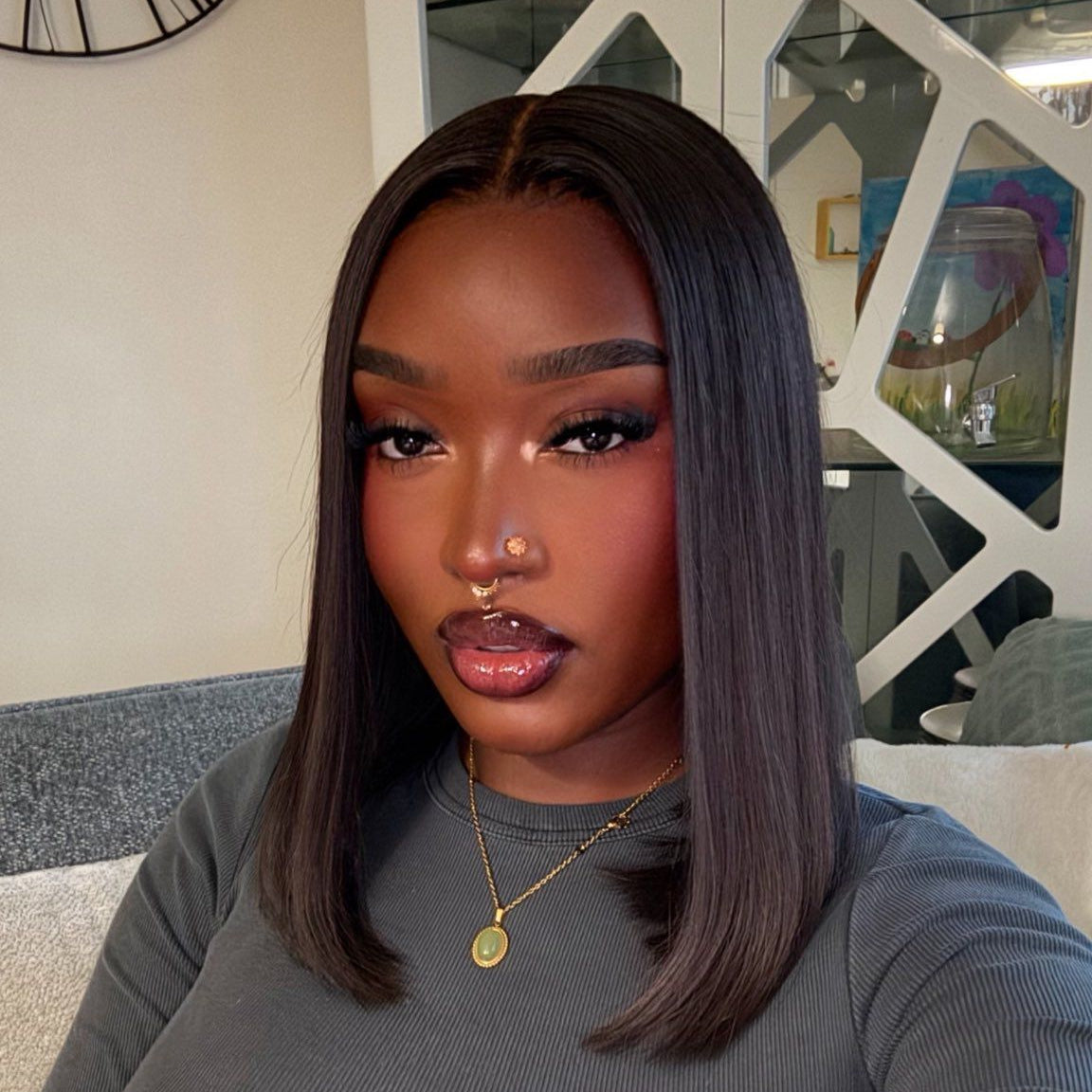 Emma Glueless Double Drawn 220% Density 4x4 Lace Full Frontal Wig Pre Plucked Human Hair