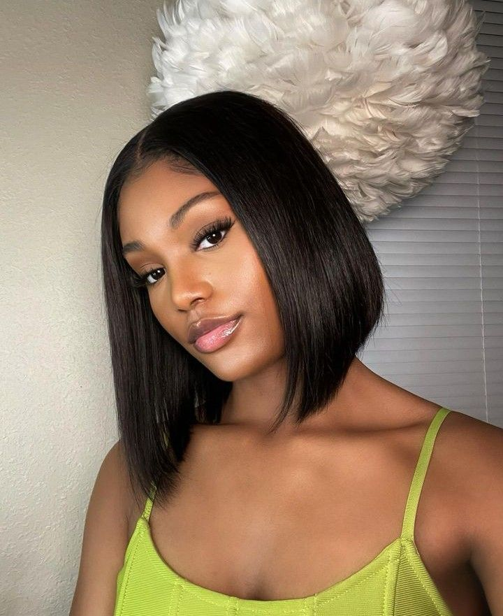Emma Glueless double drawn 4x4 Lace Full Frontal bob Wig Pre Plucked Human Hair