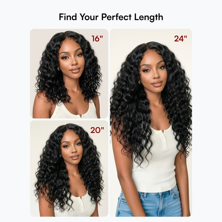 π₯ HOT SELLER | SOLD OUT β RESTOCKING IN 15 DAYS π₯ Emma 13x6 Glueless Wig Water Wave With Drawstring Natural Black 100% Human Hair Wig