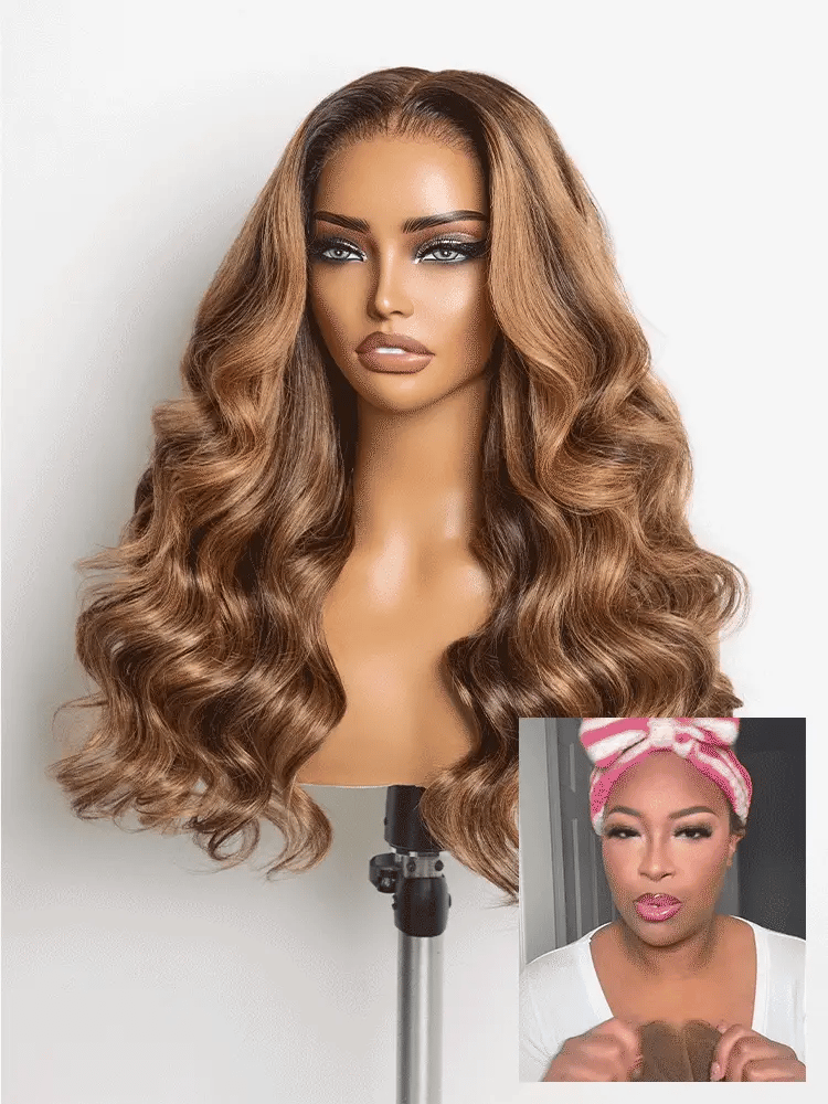 Emma Glueless Flash Sale 13x4 Lace Frontal Wig Highlight Body Wave Human Hair
