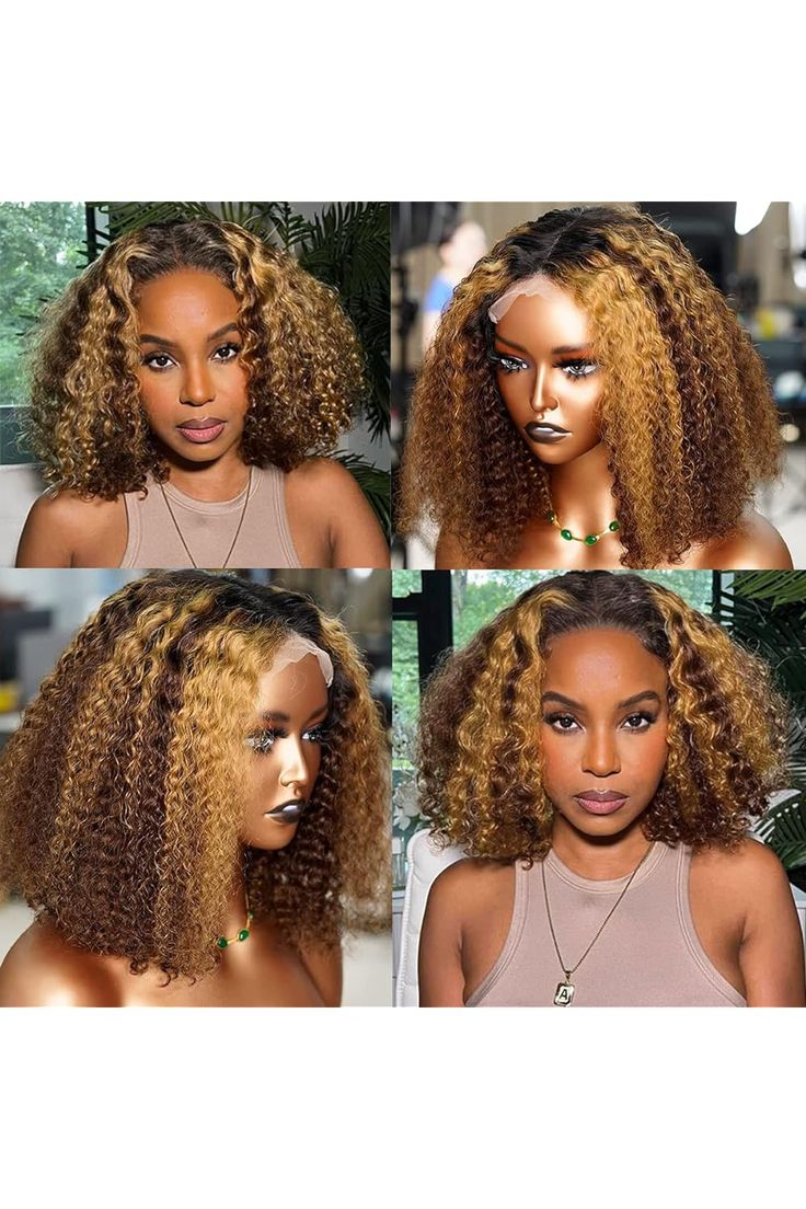 Hot Combo | Emma Piano Highlight Color 13x4 Glueless Full Frontal Jerry Curly Wig+ 4x4 Lace Closure Bob Wig With Human Hair
