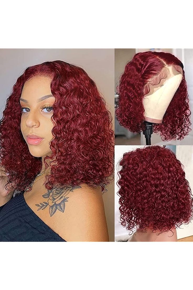 Emma Glueless 13x4 Water Bob Wig 99J Color Human Hair Wig