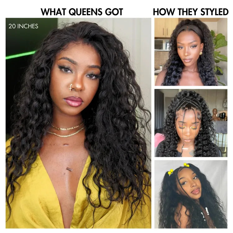 Hot Combo | Emma Glueless 13x4 Full Frontal Bob Wig+ Water Wave Human Hair