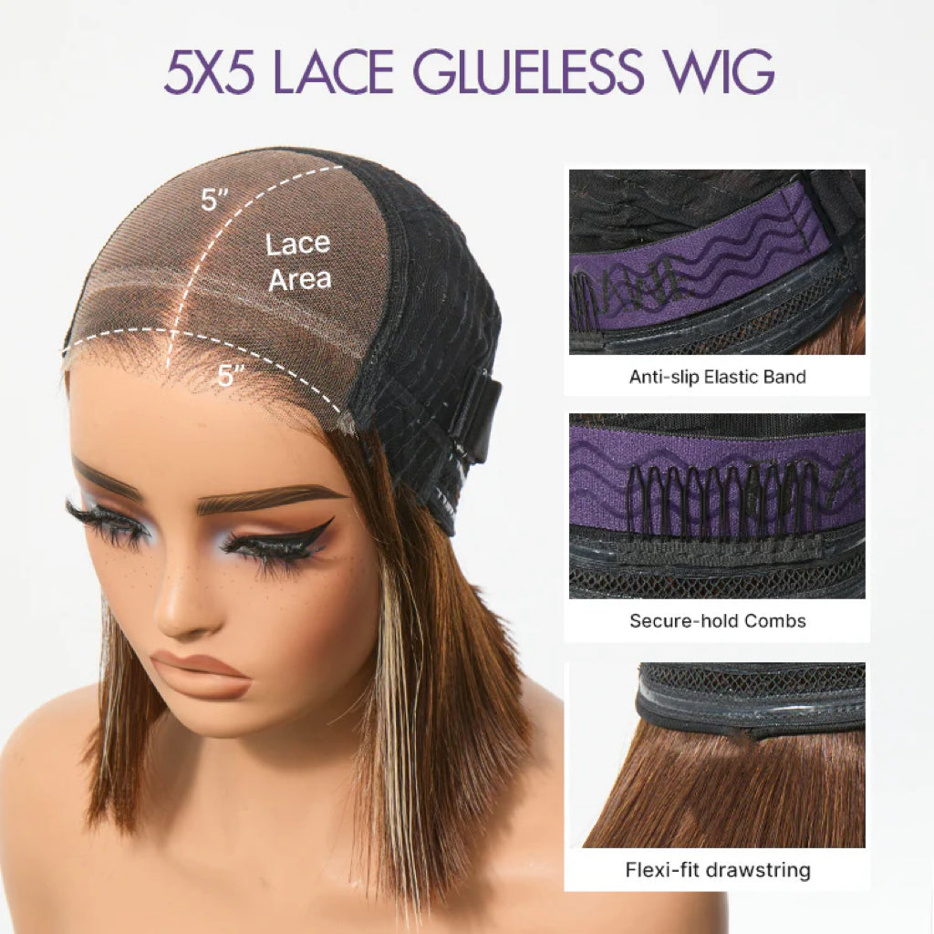 Emma Glueless 4x4 Water Wave Bob Wig 100% Human Hair