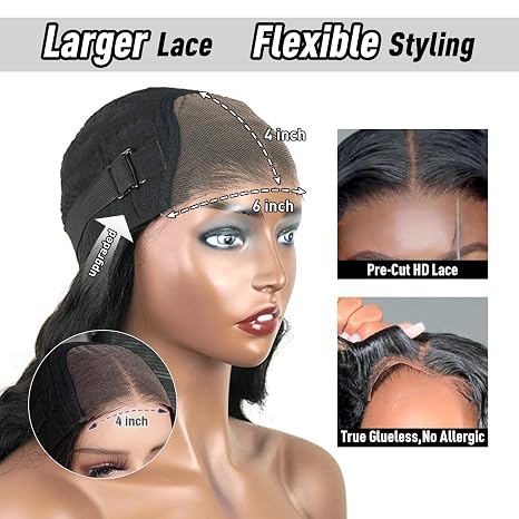 Emma 8x5 & 6x4 Glueless Body Wave Wig - Natural Lace Closure, 100% Human Hair