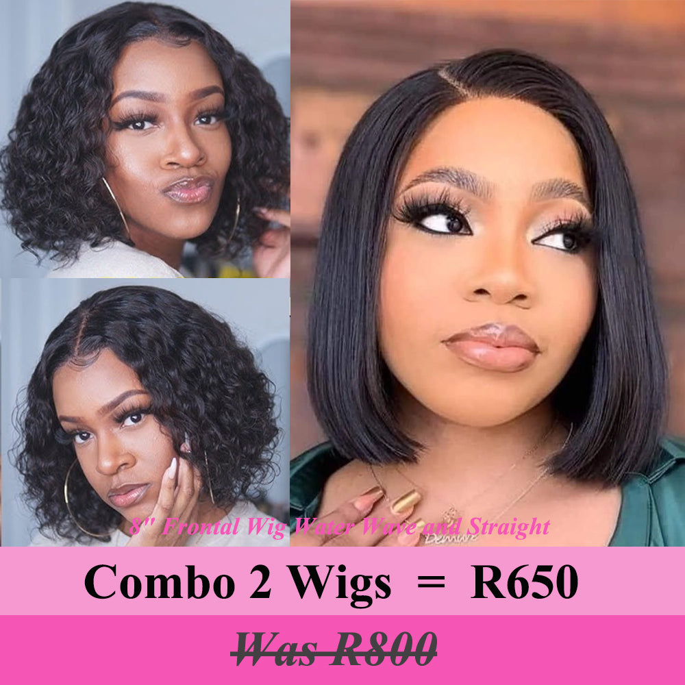Black Friday Combo Sale: 2 Pcs 8 inches Bob Wigs R650, plus the shipping fee R800 in total