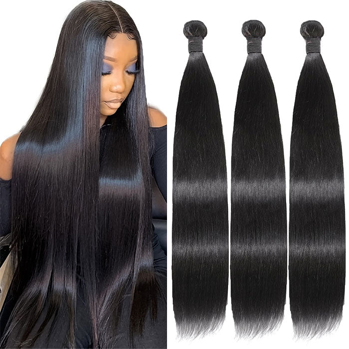 Emma 12A Straight 3 Bundles Deals Virgin Human Hair Weave Extensions