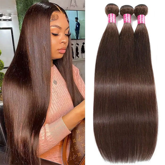 Emma 1 3 4 Bundles Deals Chocolate Brown Color 4 Straight Human Hair Weave