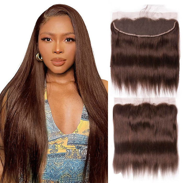 Emma 13x4 Lace Frontal Human Hair Dark Brown Color #2 and Brown Color #4
