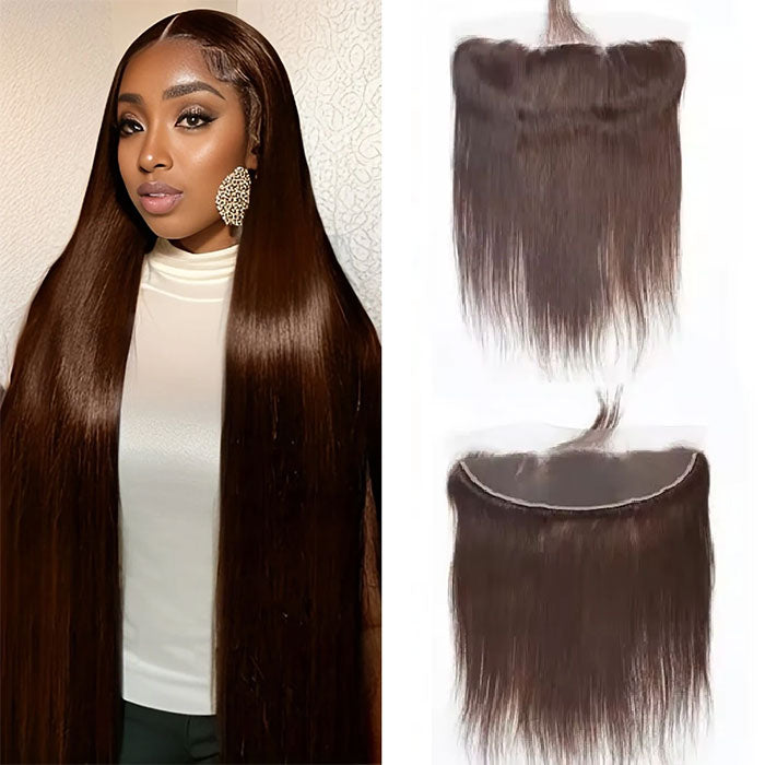 Emma 13x4 Lace Frontal Human Hair Dark Brown Color #2 and Brown Color #4