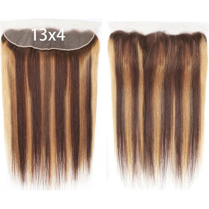 Emma 13x4 Lace Frontal Pre Plucked Straight Highlight Color 4/27 Human Hair