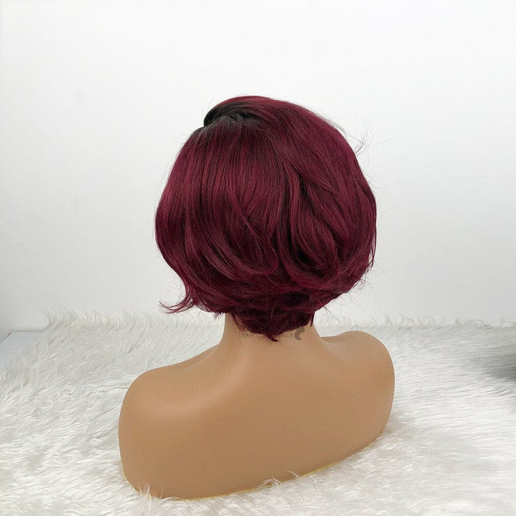 Emma 1B/99J 13x1 T Lace Part Short Pixie Cut Wigs Human Hair For Women
