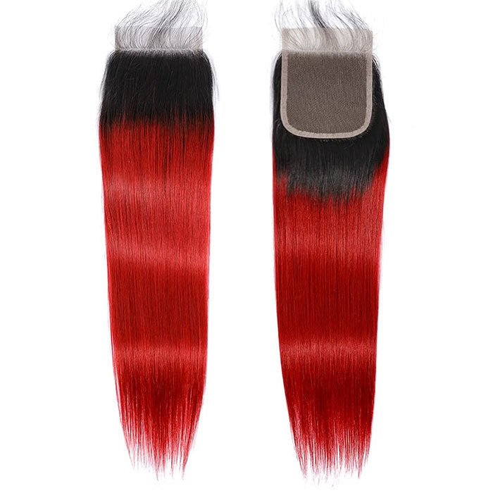 Emma 1B Red 4x4 Lace Closure Human Hair Flash Sale