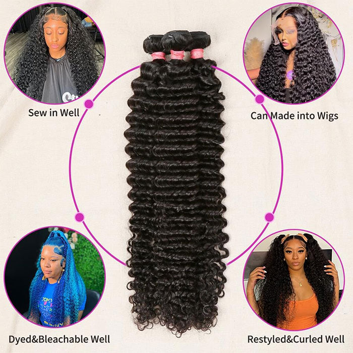 Emma 2 Bundles Deals Deep Wave Virgin Human Hair Bundles Weave