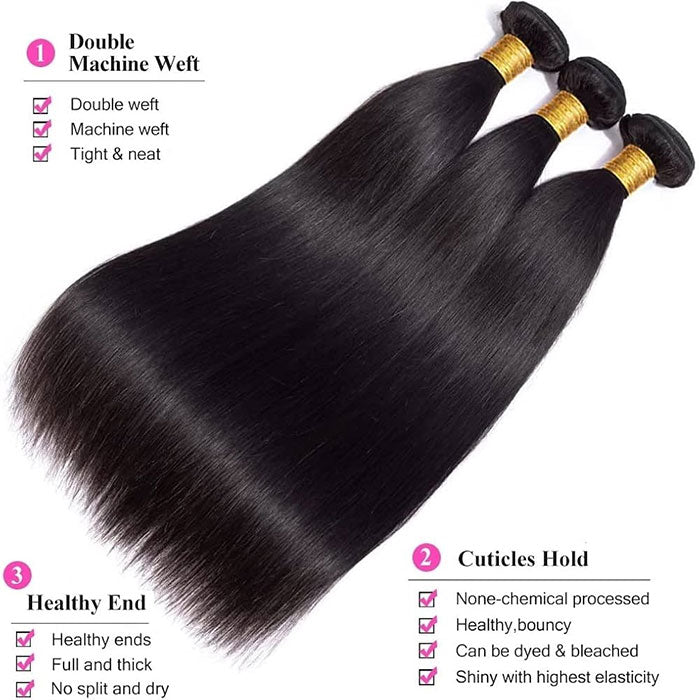 Emma 3 Bundles Deals 11A Virgin Human Hair Straight Weave Bundles