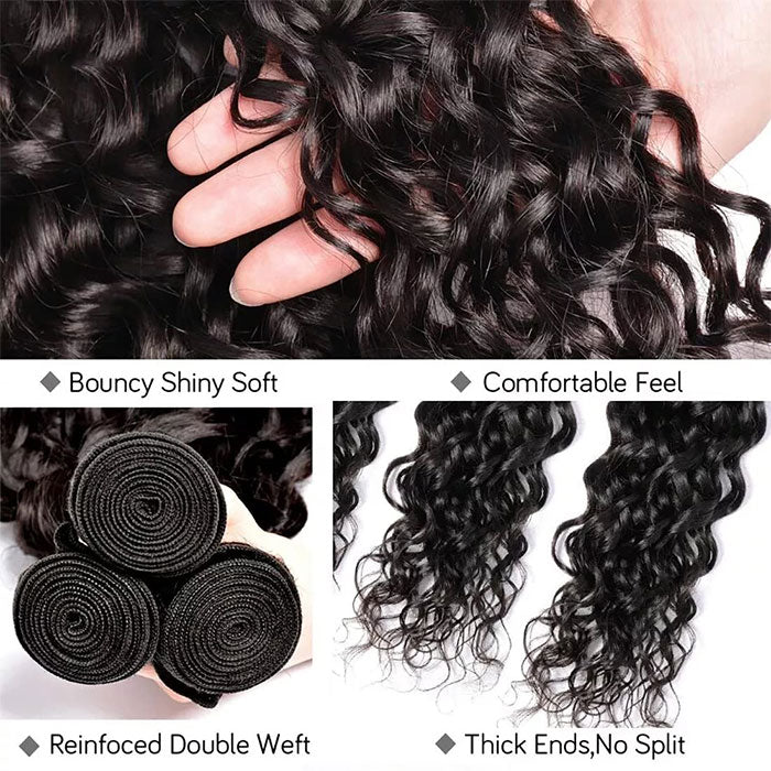Emma 3 Bundles Deals Wet and Wavy Human Hair Extensions Water Wave