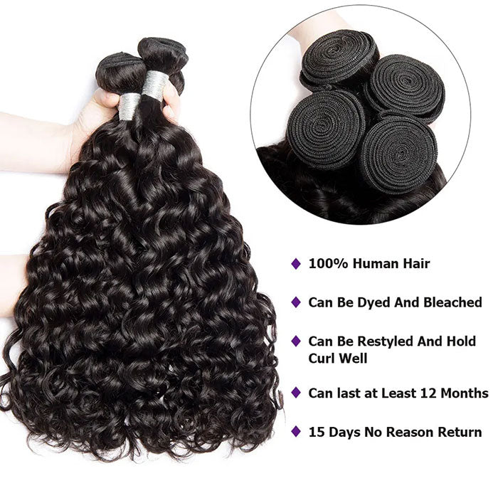 Emma 3 Bundles Deals Wet and Wavy Human Hair Extensions Water Wave