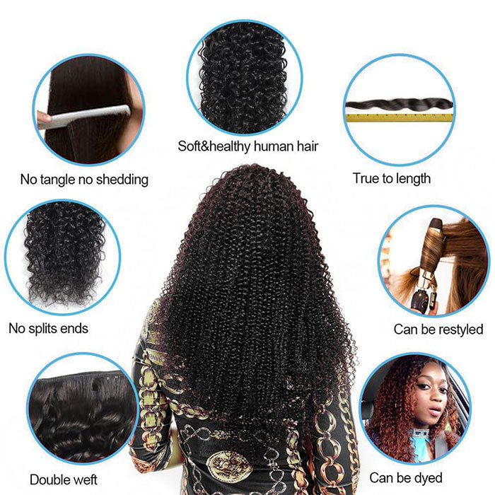 Emma 3 Bundles Kinky Curly Virgin Human Hair Weave Extensions