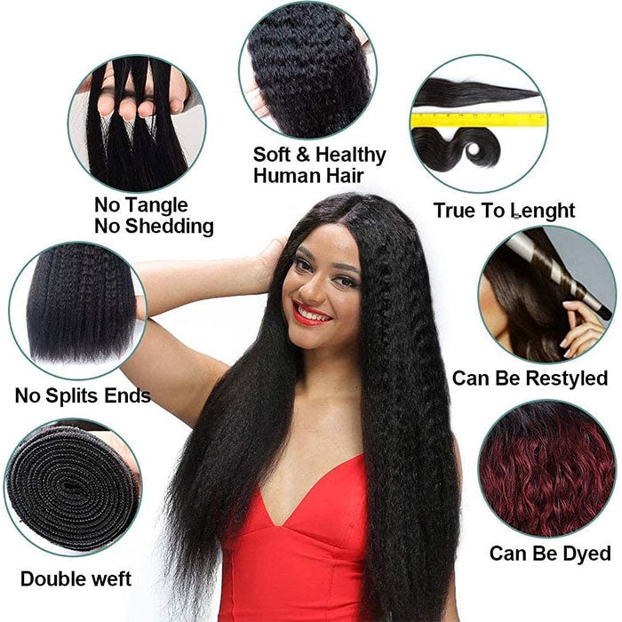 Emma 3 Bundles a Lot Kinky Straight Virgin Human Hair Weave Bundles