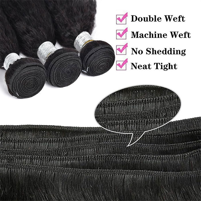 Emma 3 Bundles a Lot Kinky Straight Virgin Human Hair Weave Bundles