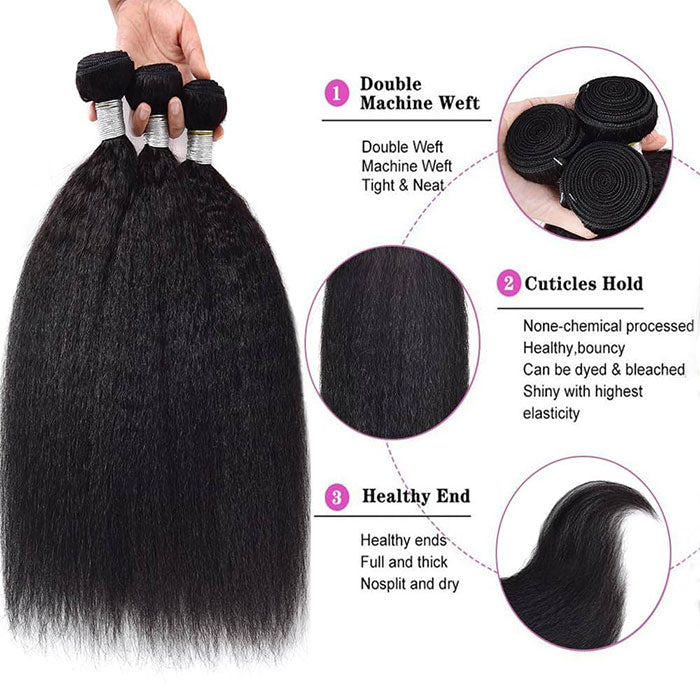 Emma 3 Bundles a Lot Kinky Straight Virgin Human Hair Weave Bundles