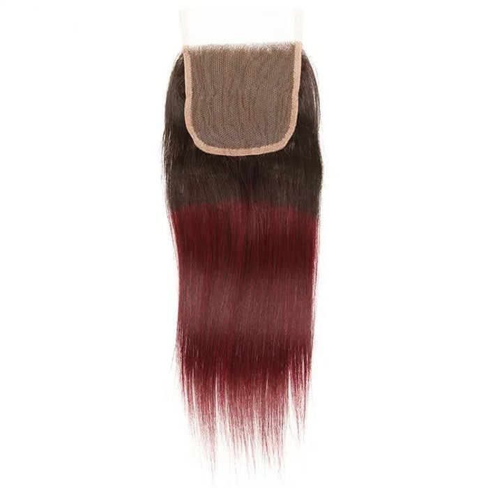 Emma 4x4 Lace Closure Free Part 1B 99J Color Human Hair Flash Sale