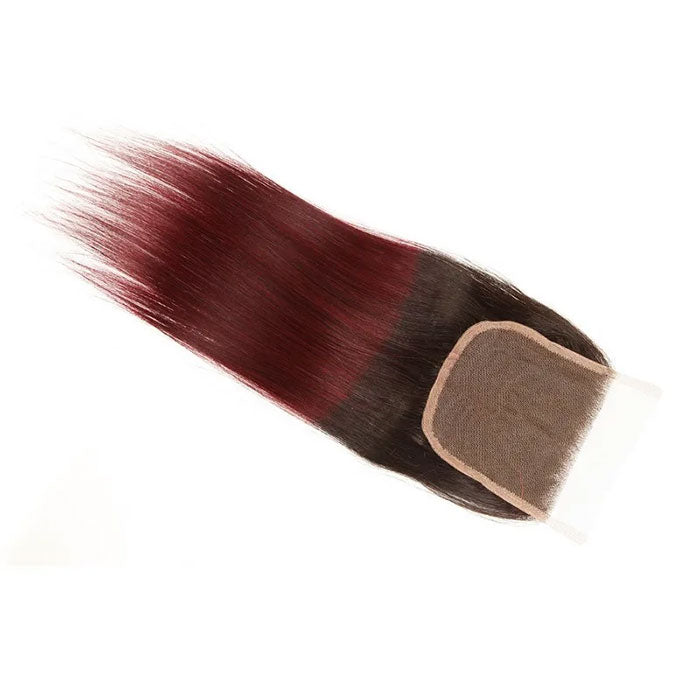 Emma 4x4 Lace Closure Free Part 1B 99J Color Human Hair Flash Sale