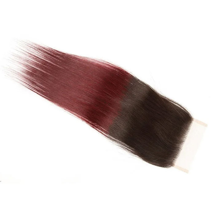 Emma 4x4 Lace Closure Free Part 1B 99J Color Human Hair Flash Sale