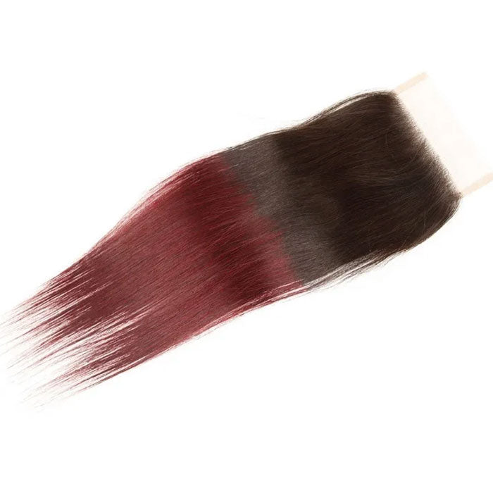 Emma 4x4 Lace Closure Free Part 1B 99J Color Human Hair Flash Sale