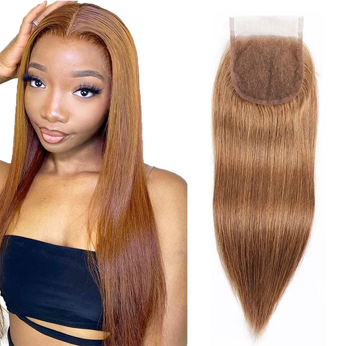 Emma 4x4 Lace Closure Light Brown Color 30 Straight Human Hair