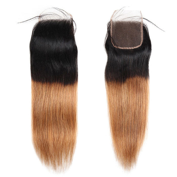 Emma 4x4 Lace Closure Straight Dark Roots Ombre Color 30 Human Hair