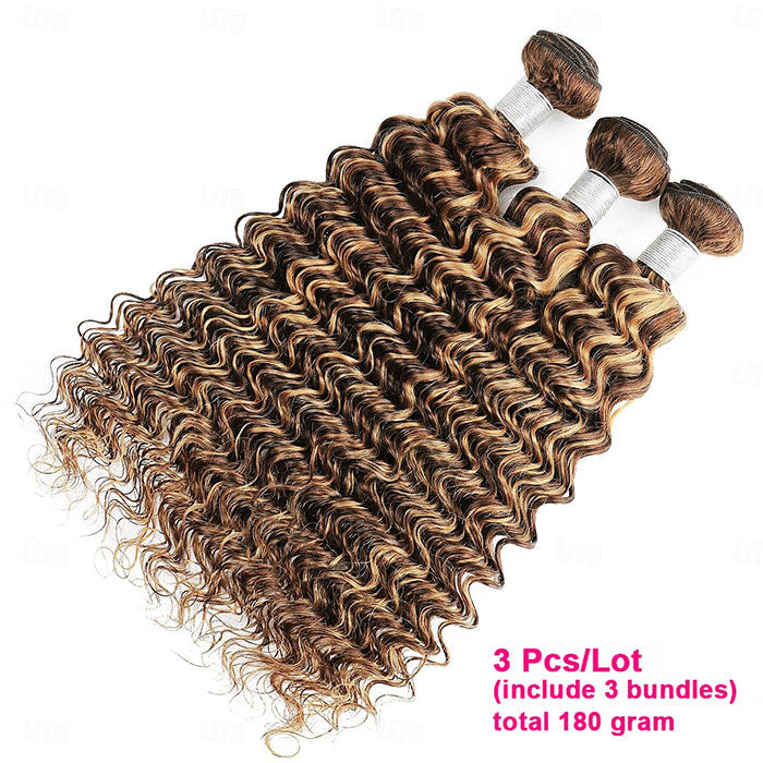 Emma 60Gram Deep Wave P4/27 Highlight Human Hair Bundles Extensions