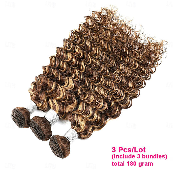 Emma 60Gram Deep Wave P4/27 Highlight Human Hair Bundles Extensions