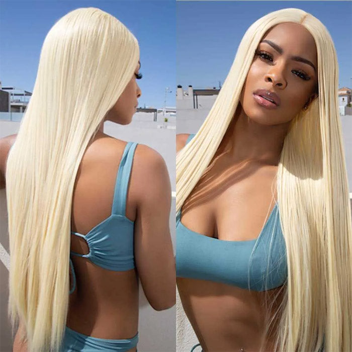 Emma 613 Honey Blonde Color Straight 13x4 Lace Frontal Wig Pre Plucked Human Hair