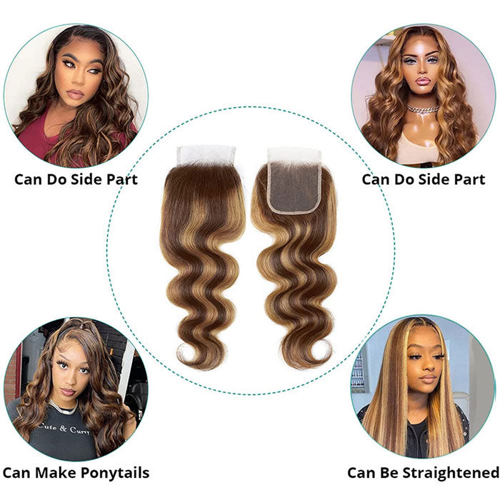 Emma Body Wave 4x4 Lace Closure Ombre Highlight Human Hair