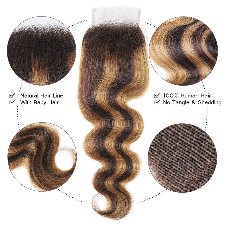 Emma Body Wave 4x4 Lace Closure Ombre Highlight Human Hair