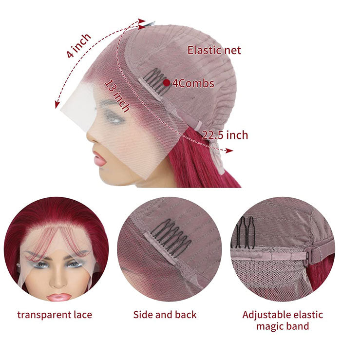 Emma Burgundy Color 13x4 Lace Frontal Wig Straight Human Hair
