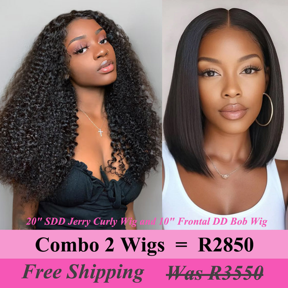 Emma Combo Sale SDD Jerry Curly Frontal Wig & 10" DD Bob Wig