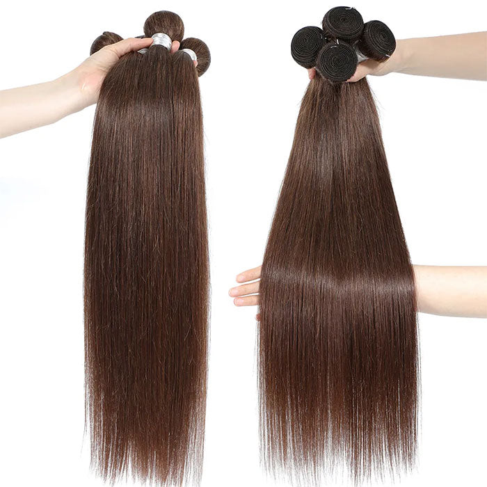Emma Dark Brown Color 2 Straight Human Hair Weave 1 3 4 Bundles