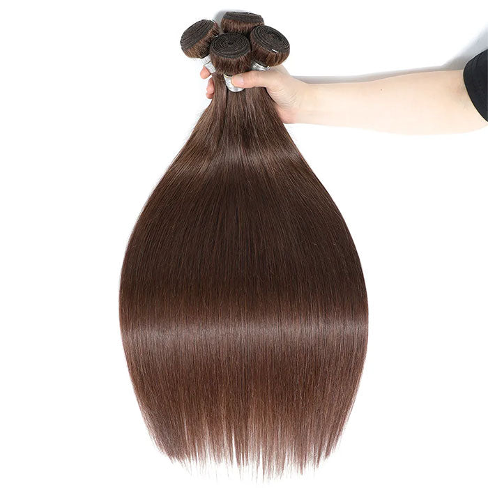Emma Dark Brown Color 2 Straight Human Hair Weave 1 3 4 Bundles