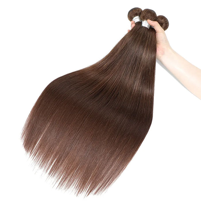 Emma Dark Brown Color 2 Straight Human Hair Weave 1 3 4 Bundles