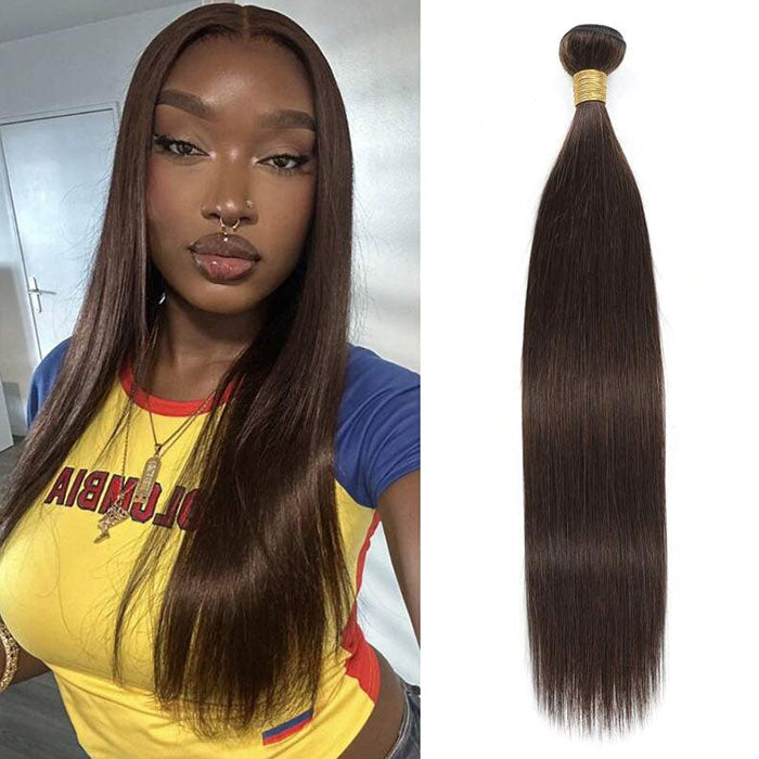 Emma Dark Brown Color 2 Straight Human Hair Weave 1 3 4 Bundles