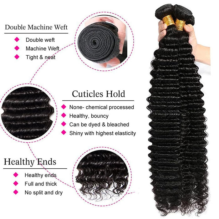 Emma Deep Wave 3 Bundles Deals Virgin Human Hair Extensions