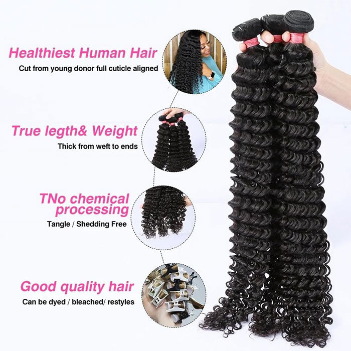Emma Deep Wave 3 Bundles Deals Virgin Human Hair Extensions