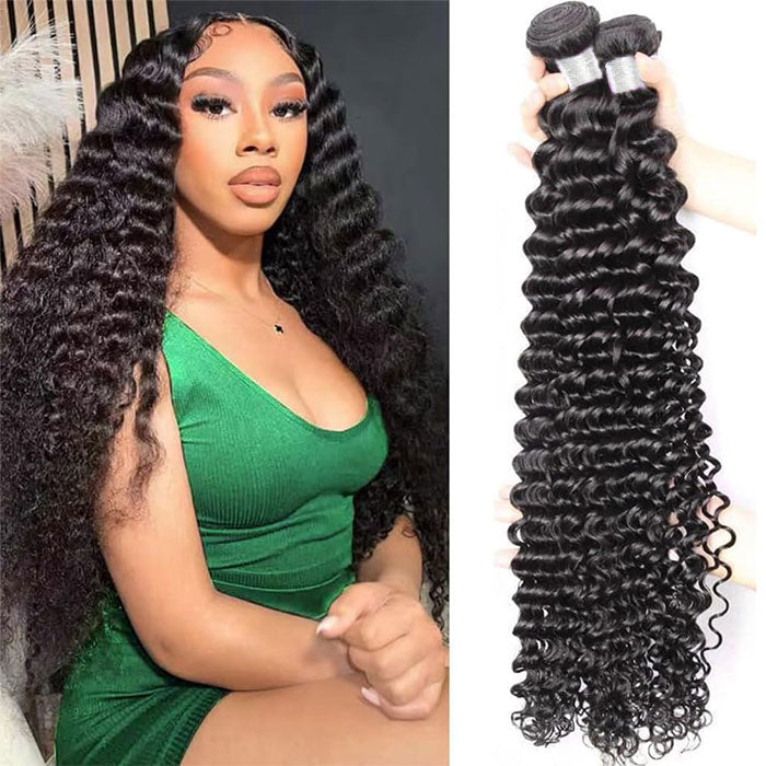 Emma Deep Wave 4 Bundles Virgin Human Hair Curly Weave Extensions