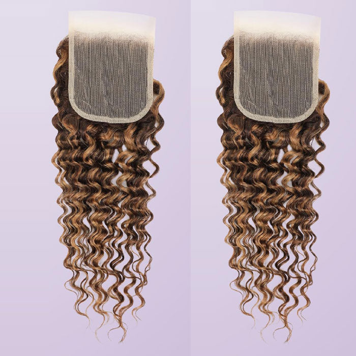 Emma Deep Wave 4x4 Lace Closure Ombre Highlight 4/27 Human Hair