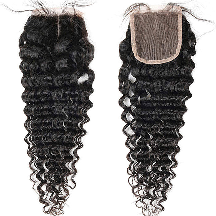 Emma Deep Wave 4x4 Transparent Lace Closure Virgin Human Hair