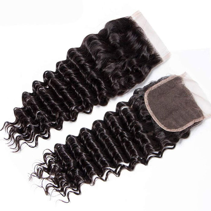 Emma Deep Wave 4x4 Transparent Lace Closure Virgin Human Hair