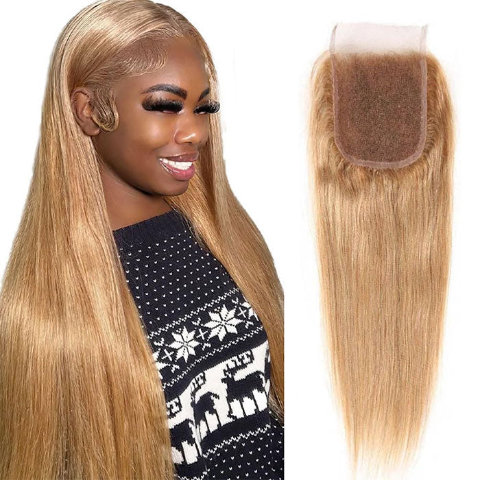 Emma Hair #27 Honey Blonde 4x4 Lace Closure Straight Human Hair